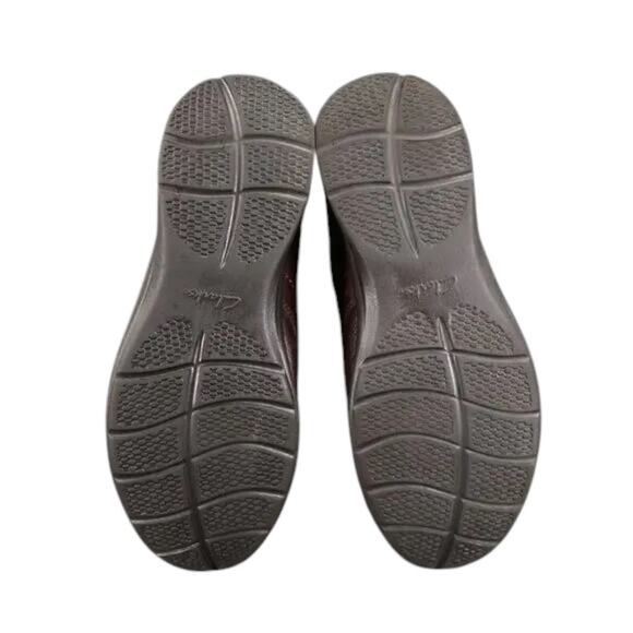 Clarks Shoes Mens 9.5 Derby Oxford Sneaker Classic Leather Cushion Comfort Brown - Picture 5 of 14